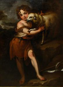 Follower of Bartolomé Esteban Murillo (Seville, 1617 - 1682), Saint John the Baptist with the Lamb